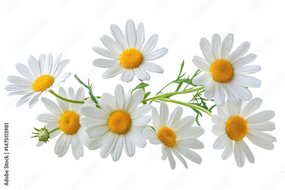 Obraz premium Daisies with yellow centers on a white background