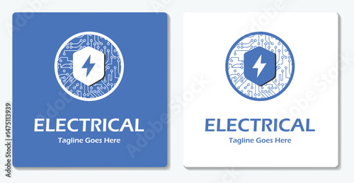 Electrical thunder simple logo icon Vector Flat Design