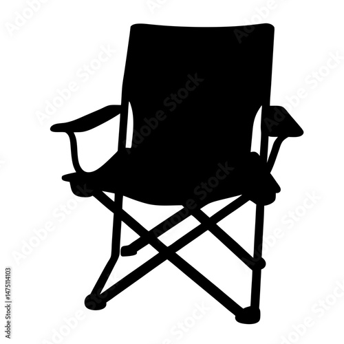 A Silhouette of a Portable Folding Camping Chair for Outdoor Relaxation