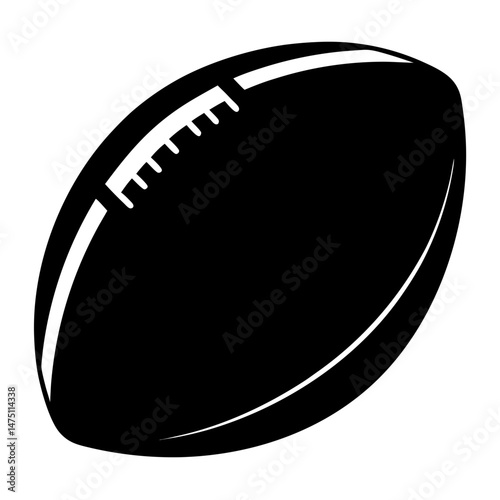 Monochrome illustration of an American football on a white background, isolated