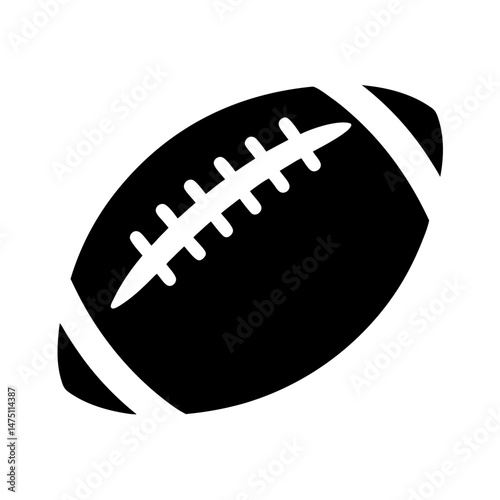 American football vector illustration with stripes and stitching in black and white