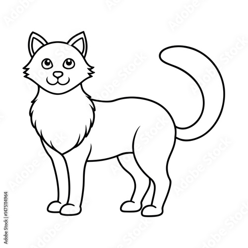 Cat Coloring Page Outline Line Art Vector
