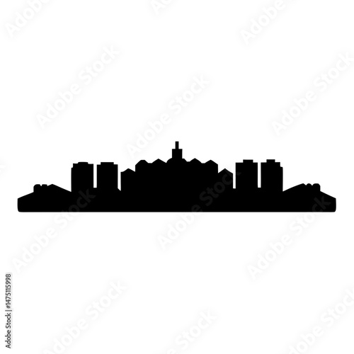 Detailed Skyline Silhouette Depicting a Bustling City Against a Plain Background