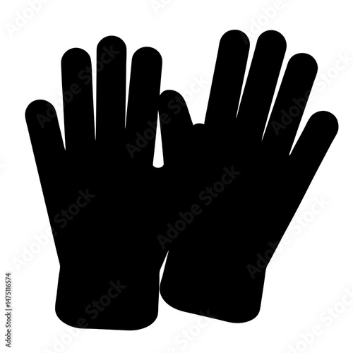 A Pair of Protective Gloves in Solid Black Silhouette, Safety First