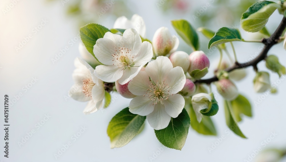 Fototapeta premium White blossom of an apple tree on a clean background