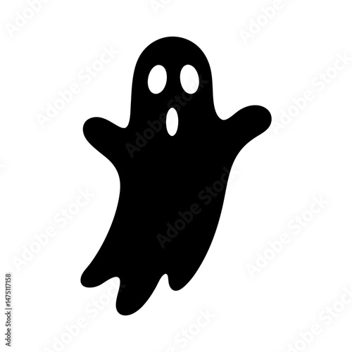Simple black and white spooky ghost icon for Halloween night events