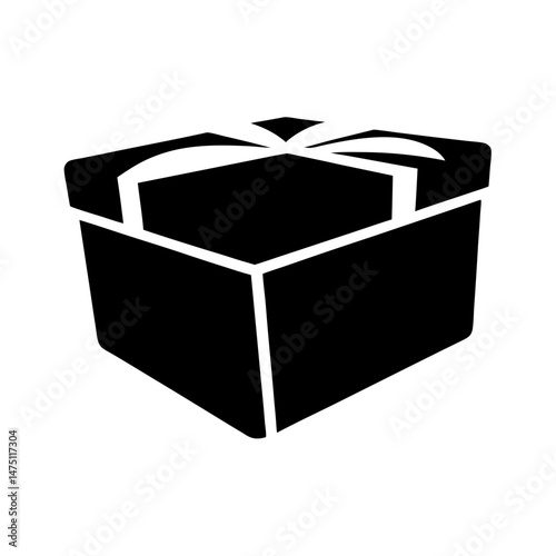 Minimalist black and white gift box vector with ribbon decoration vector art