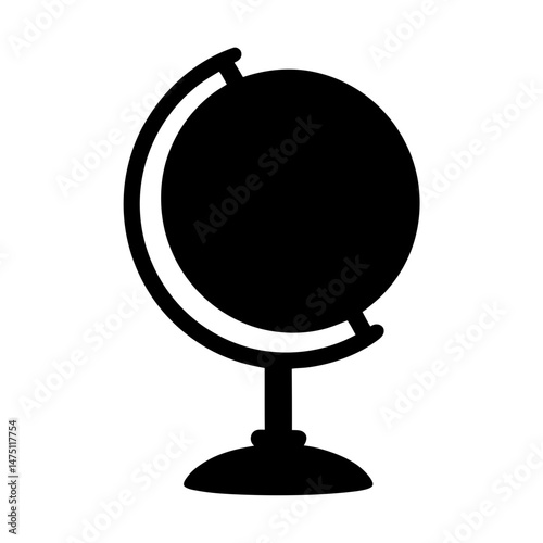 Simple Black Globe Illustration on a White Background for Educational Purposes
