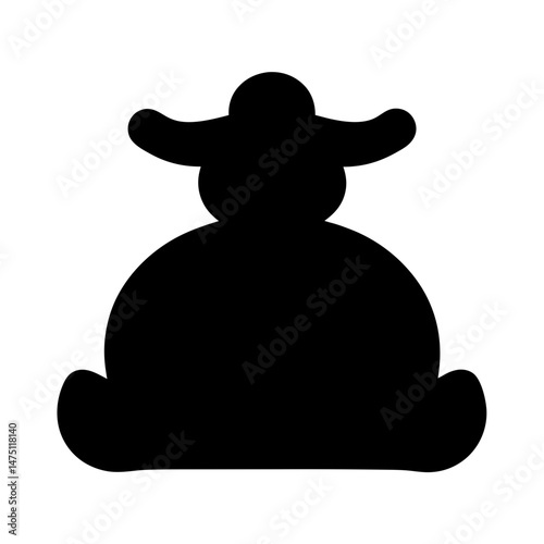 Schilderij op canvas Monochromatic Silhouette of a Figure with Rounded Features and Large Base