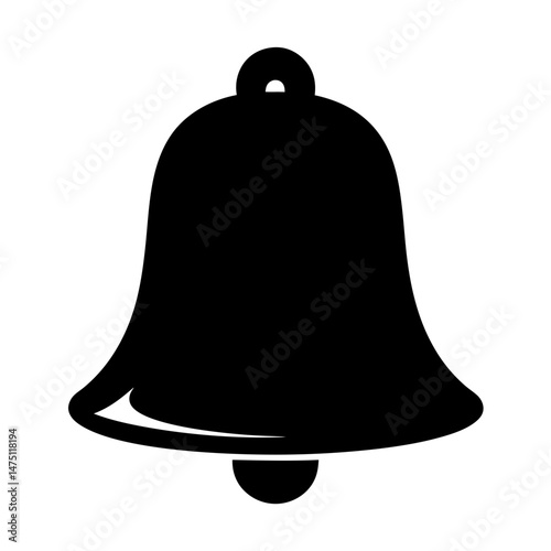 A black silhouette of a bell, symbolizing notification or alert system