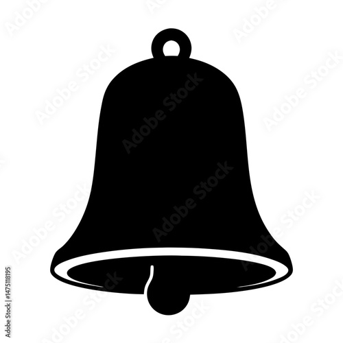 Simple black and white illustration of a bell with clapper for ringing