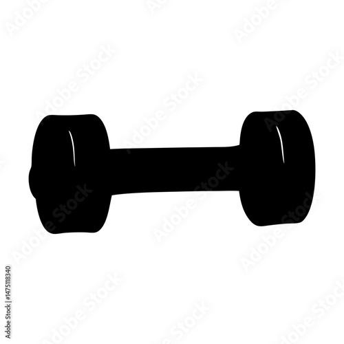 Single black dumbbell for weightlifting and fitness on white background