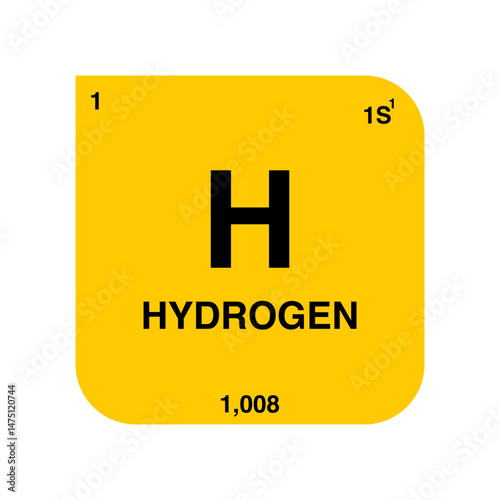 Hydrogen symbol vector on periodic table isolated on transparent background