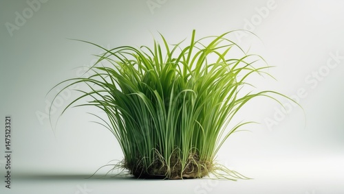White backdrop featuring a green plant