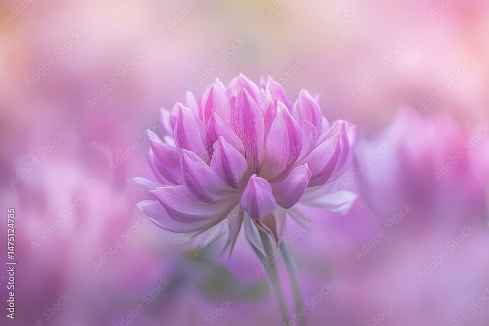 Obraz premium Dreamy Close-Up of a Pink Lotus Flower in Soft Focus with Pastel Hues and Gentle Light for a Serene and Calming Floral Image