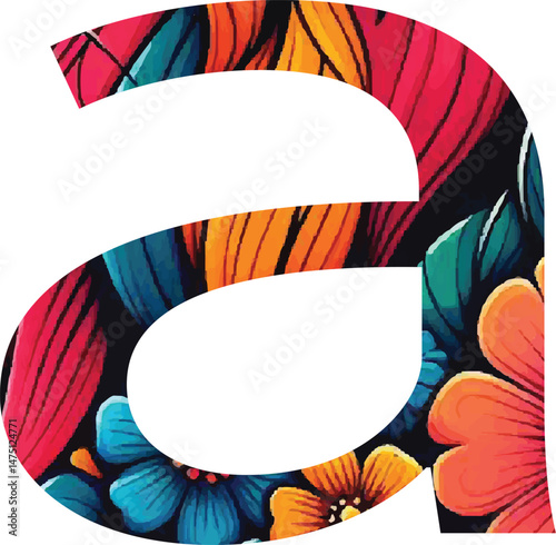colorful alphabet mandala. coloring page with a capital letter with plants inside
