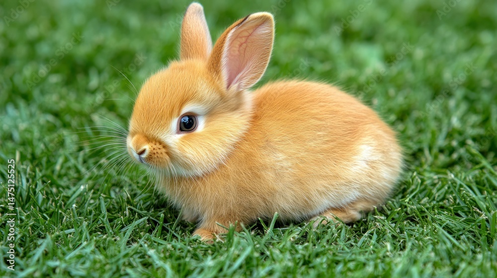Fototapeta premium Adorable baby bunny in grass