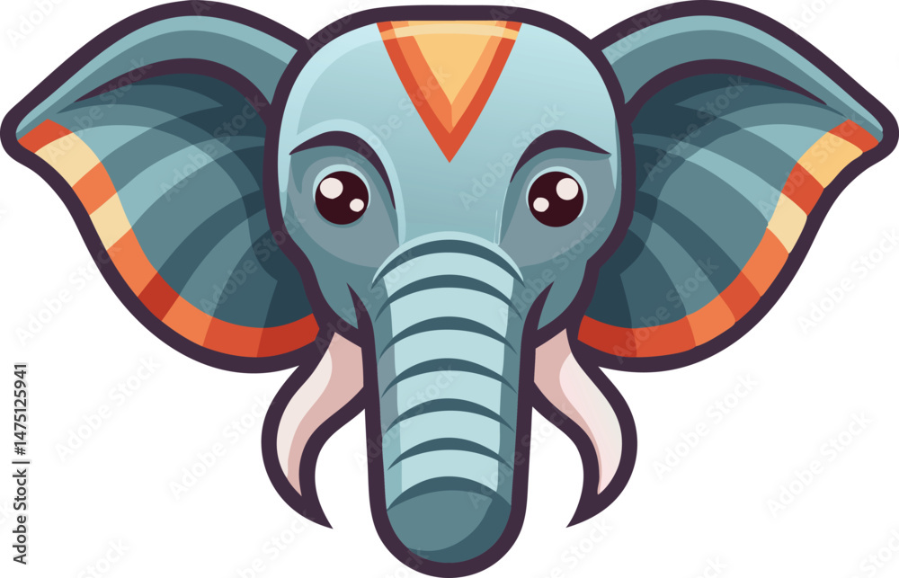 Obraz premium High detail flat vector icon of retro Animal character a elephant head with smooth edges (