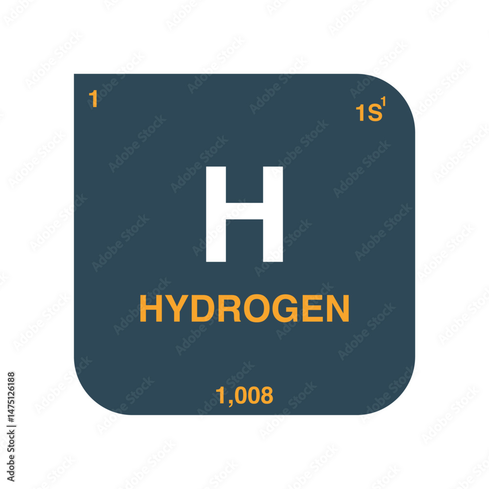 Hydrogen symbol vector on periodic table isolated on transparent background Hydrogen symbol vector on periodic table isolated on transparent background