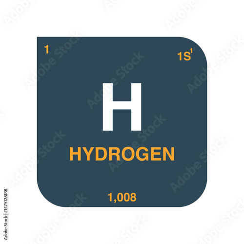 Hydrogen symbol vector on periodic table isolated on transparent background