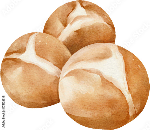 Tableau sur toile watercolor bread roll