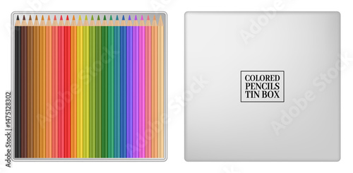 Set of 24 colored pencil. Tin case. Coloring tools. School supplies. Drawing	