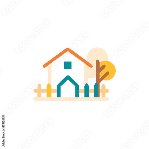 Vector illustration of a cozy house with yard for real estate, home decor, and lifestyle branding