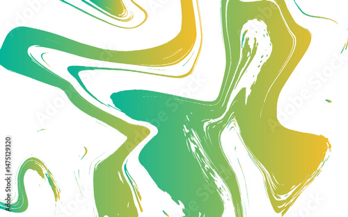 Abstract fluid art composition with swirling and marbled textures and  vibrant green and blue gradient. Dynamic irregular wave lines with smooth curves and glossy. Marble and liquid grunge texture 