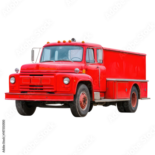 Vintage Red Truck with Cargo Space and Classic Design for Transportation Needs, isolated on transparent background.