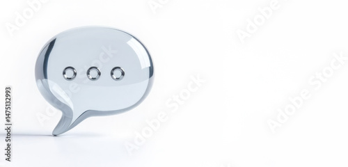 Silver 3D figure speech bubble chat isolated on white background, icon, space for text
