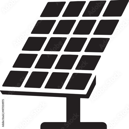 Solar panel icon silhouette, Solar panel energy with sunlight silhouette vector design 