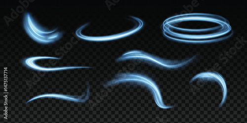 Light blue Twirl. Curve light effect of blue line. Luminous blue circle. Light blue pedistal, podium, platform, table. Vector PNG. Vector illustration