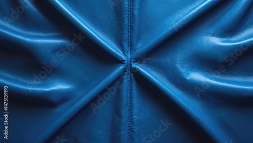 Textile material with a blue leather fabric texture background. Designed for decor. photo