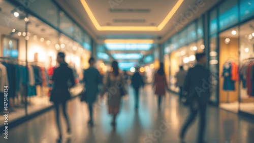 Stylized abstract background showcasing a supermarket or hypermarket interior with shopping and lifestyle themes