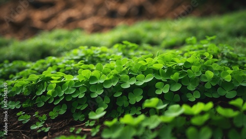 Lush ground cover of lively green clover spreads out