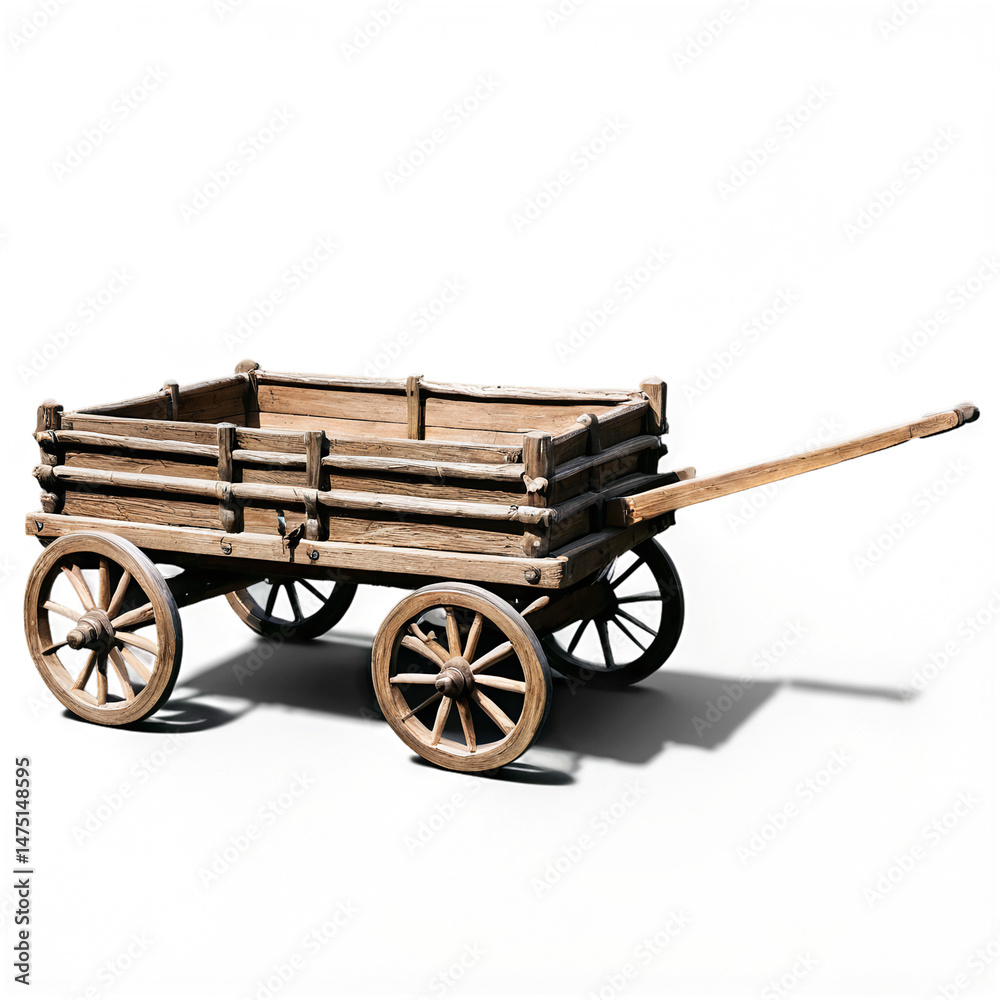 Fototapeta premium wooden cart isolated on transparent background