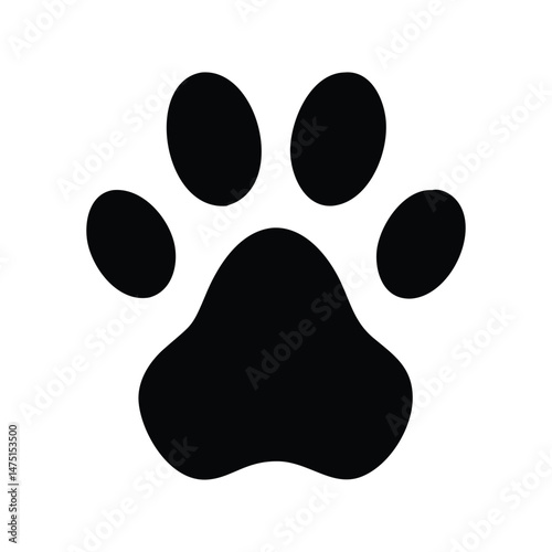 bold vector of dog paw, black silhouette, animal footprint, simple iconic shape, minimalist design, graphic illustration, vector art
