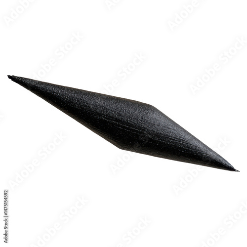 Elegant Black Arrowhead Shape on Dark Background for Artistic Design Use, isolated on transparent background.