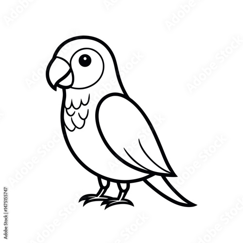 Cute Lovebird Line Art Vector Drawing