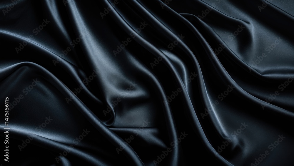 Fototapeta premium Black satin silk surface with texture