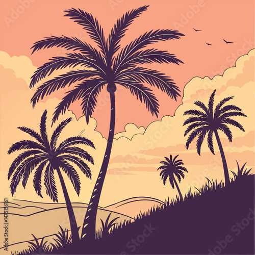 palm trees silhouette
