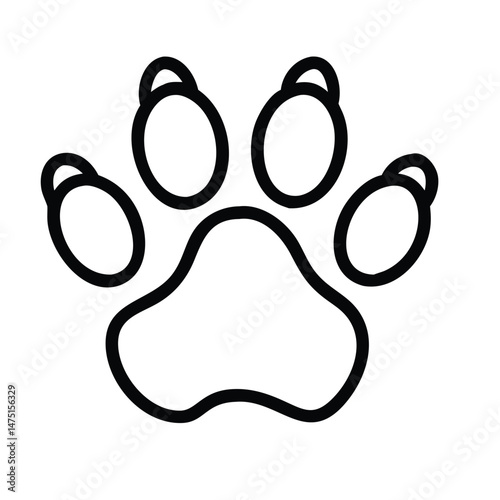 line vector of dog paw, animal footprint, black and white, illustration, simple, minimalist, line art
