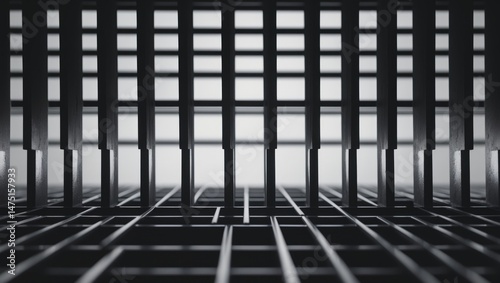 Bars with box patterns on an abstract background gradually fading into darkness