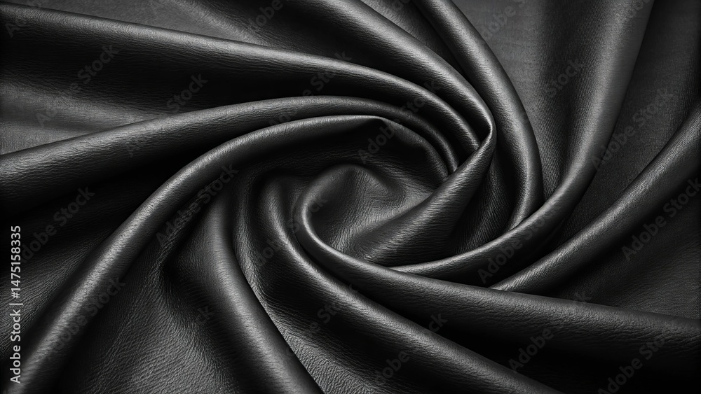 Fototapeta premium Black Leather Swirl Texture, Composition, Abstract Photography, Leather Texture, Abstract Background Leather,Texture