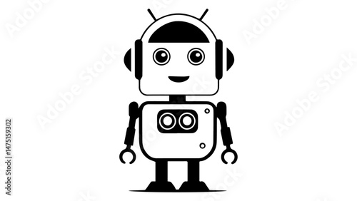 cartoon happy robot vector illustration