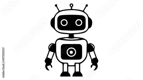 cute humanoid robot simple vector shape illustration