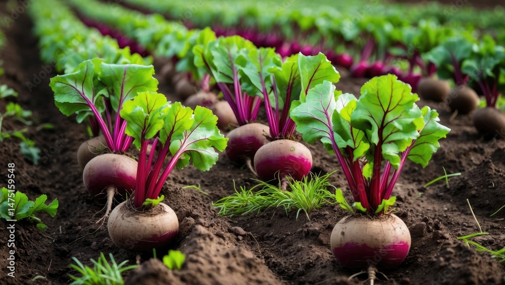 Growing and Harvesting Fresh Beetroots in a Rural Farm Scene Growing and Harvesting Fresh Beetroots in a Rural Farm Scene