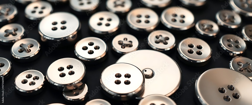 bunch of silver buttons sitting on top of a table bunch of silver buttons sitting on top of a table