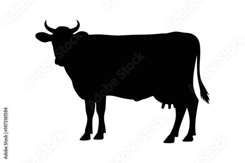 Cow silhouette dairy farm animal vector graphic art