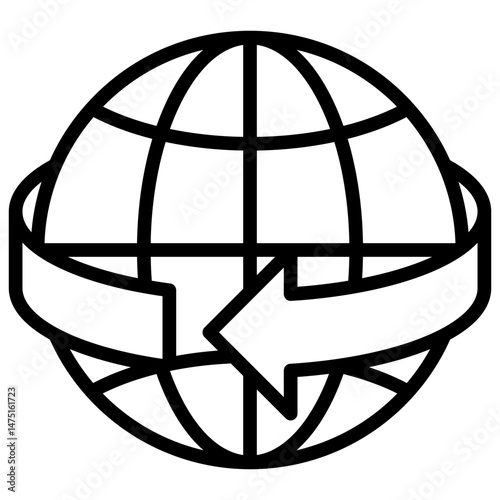 Globe with red arrows indicating horizontal lines, representing Earth's latitude system